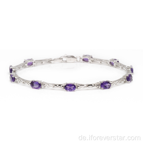 Sterling Silber Armband mit Naturstein Amethyst